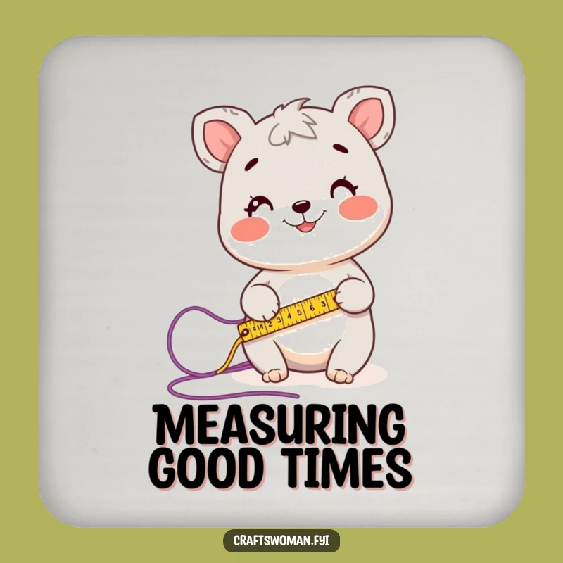 Funny Measuring Animal Coaster Set: Happy Crafter's Surface Protection, Cute Knitting Gift