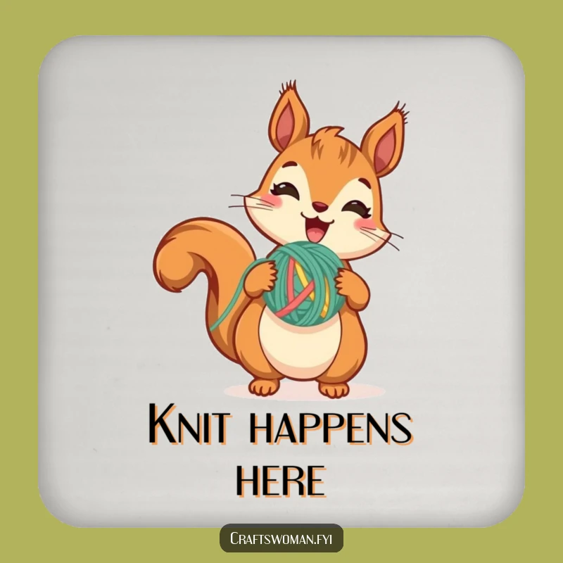 Funny Squirrel Yarn Coaster: Crafty Stitch to Protect Your Surfaces Gift