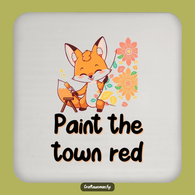 Funny Fox Painting Coaster: Artistic Drink Protector Disc