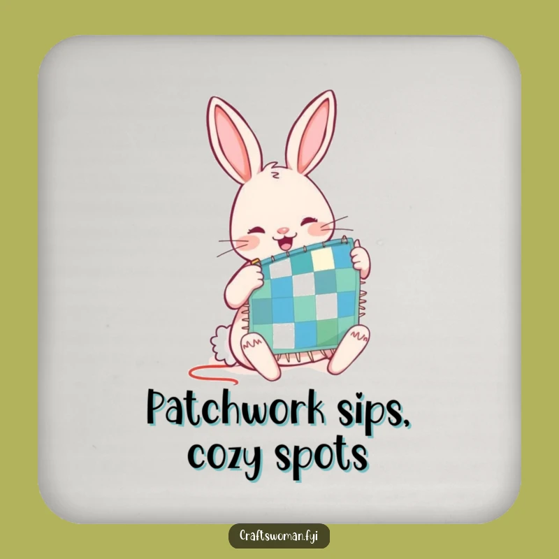 Funny Rabbit Quilt Coaster Set: Protect Surfaces with Stitching Charm