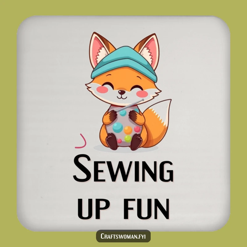 Kawaii Fox Sewing Coaster: Protect Surfaces with Cuteness, Unique Funny Gift