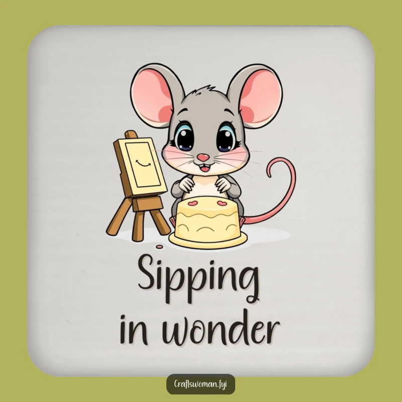 Funny Mouse Coaster: Protect Surfaces with an Amazed Mouse, Fun Funny Gift