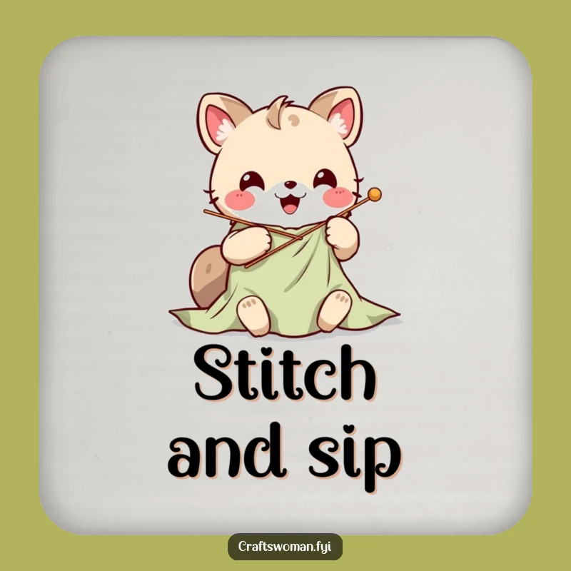 Funny Kawaii Stitching Coasters: Protect Surfaces with Crafty Charm!