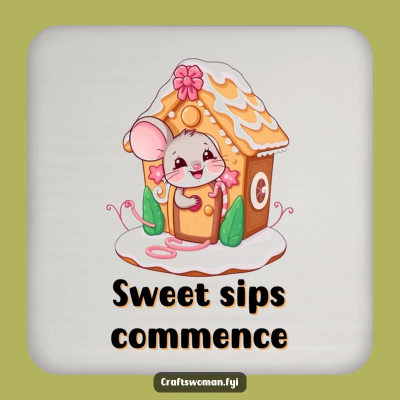 Funny Mouse Gingerbread Coaster: Protect Surfaces with Sweetness