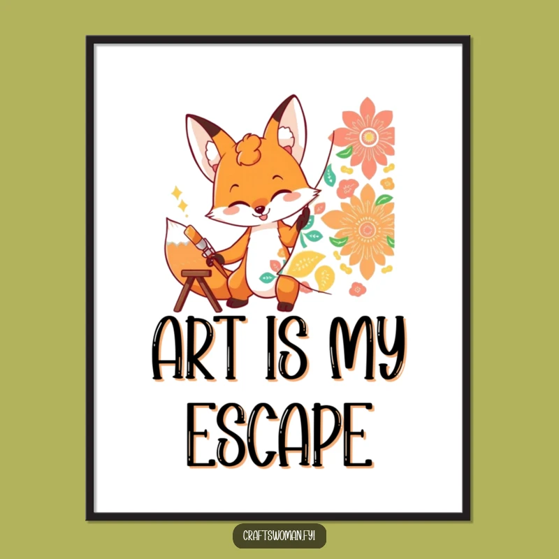Funny Fox Painting Poster: Dynamic Art Print Gift for Decor