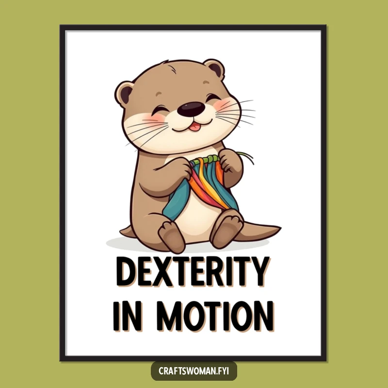 Funny Otter Poster: Artistic Otter Weaving, Whimsical Wall Art Funny Gift