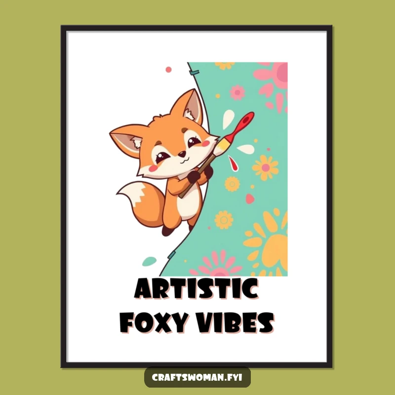 Funny Fox Painter Poster: Vibrant Art Decor, Perfect Gift!