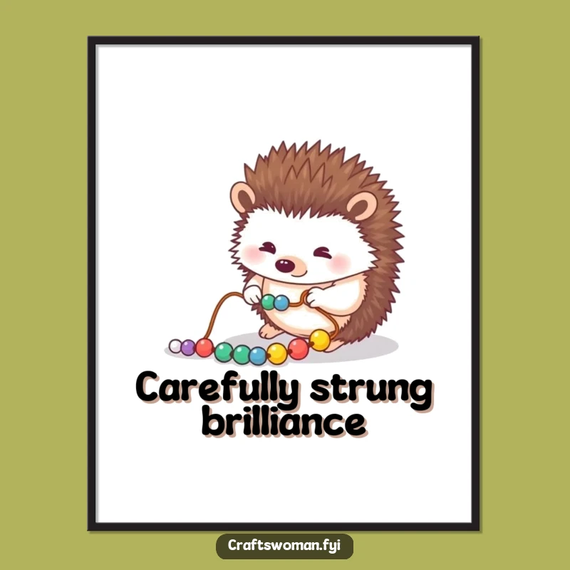 Funny Hedgehog Poster: Artistic Hedgehog Beading, Delicate Wall Art Funny Gift