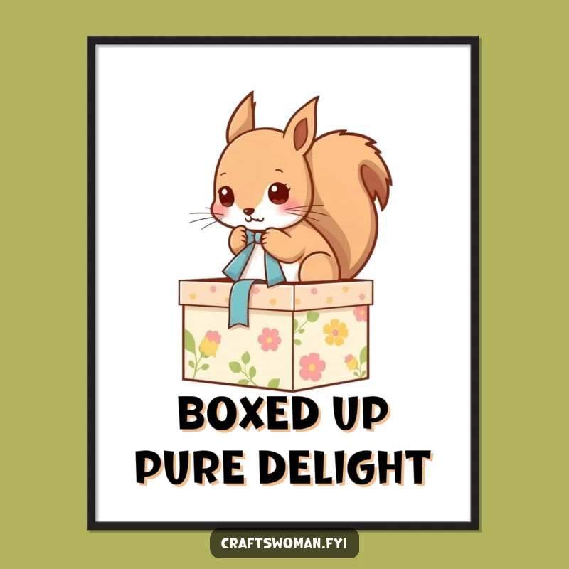 Funny Squirrel Poster: Artistic Squirrel Decorating Box, Charming Wall Art Funny Gift