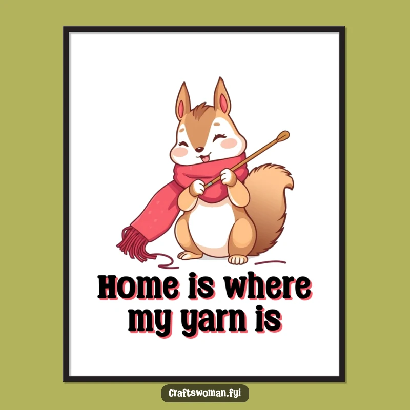 Funny Squirrel Stitching Poster: Adorable Crafting Art Print Gift