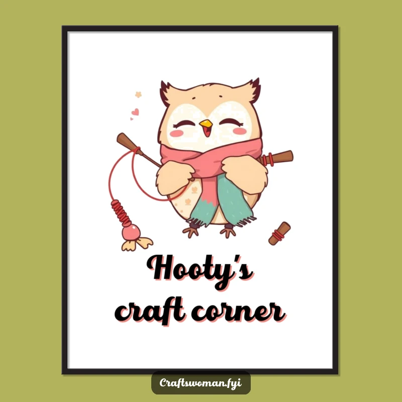 Funny Owl Weaver Poster: Whimsical Wall Art for a Happy Craft Room