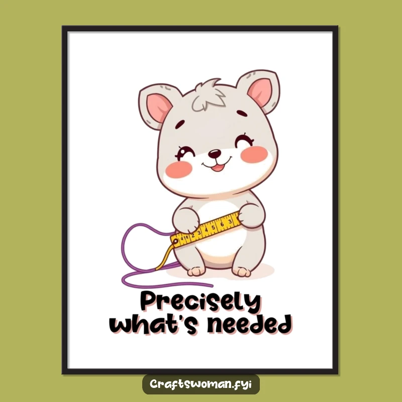 Funny Measuring Animal Art Poster: Happy Crafter's Precision, Unique Knitting Gift