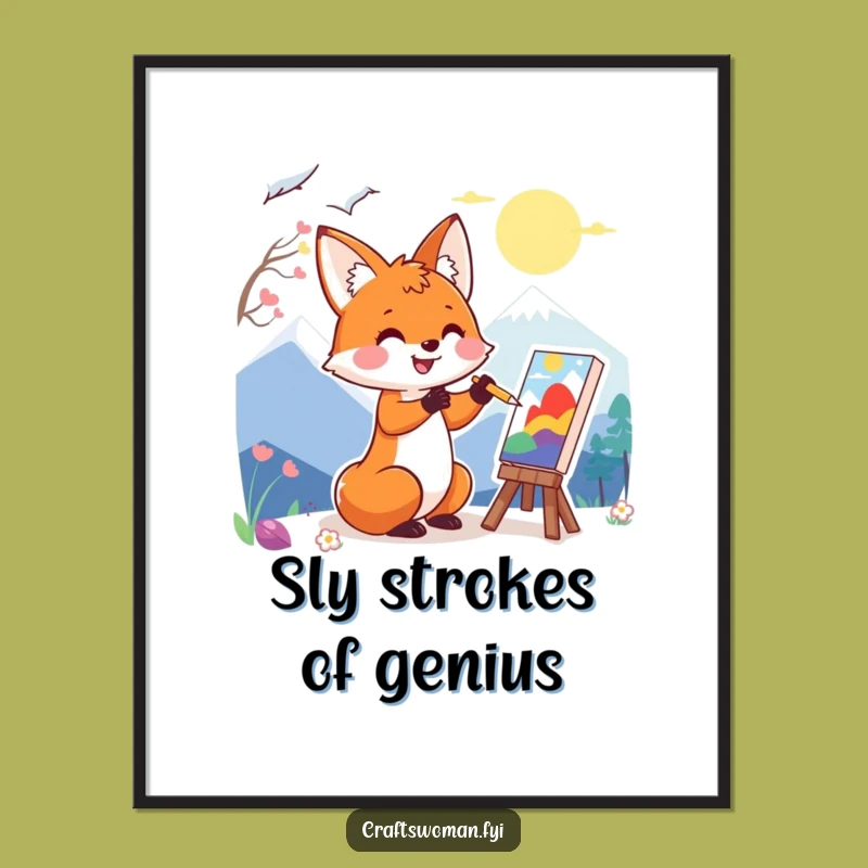 Funny Fox Painting Poster: Vibrant Wall Art for a Cheerful & Creative Space