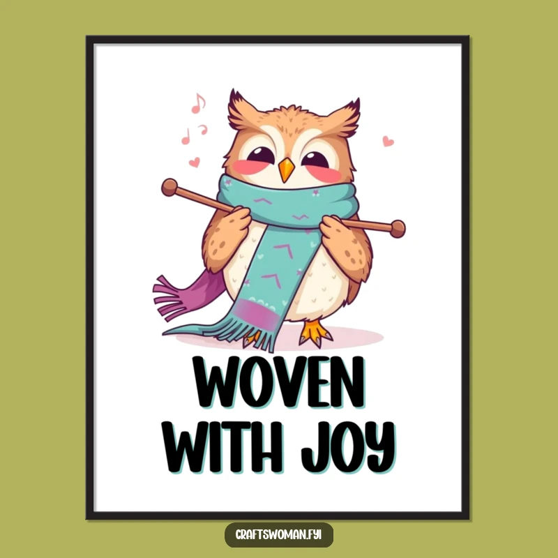 Funny Knitting Owl Poster: Hilarious Hobby Art for Your Craft Space