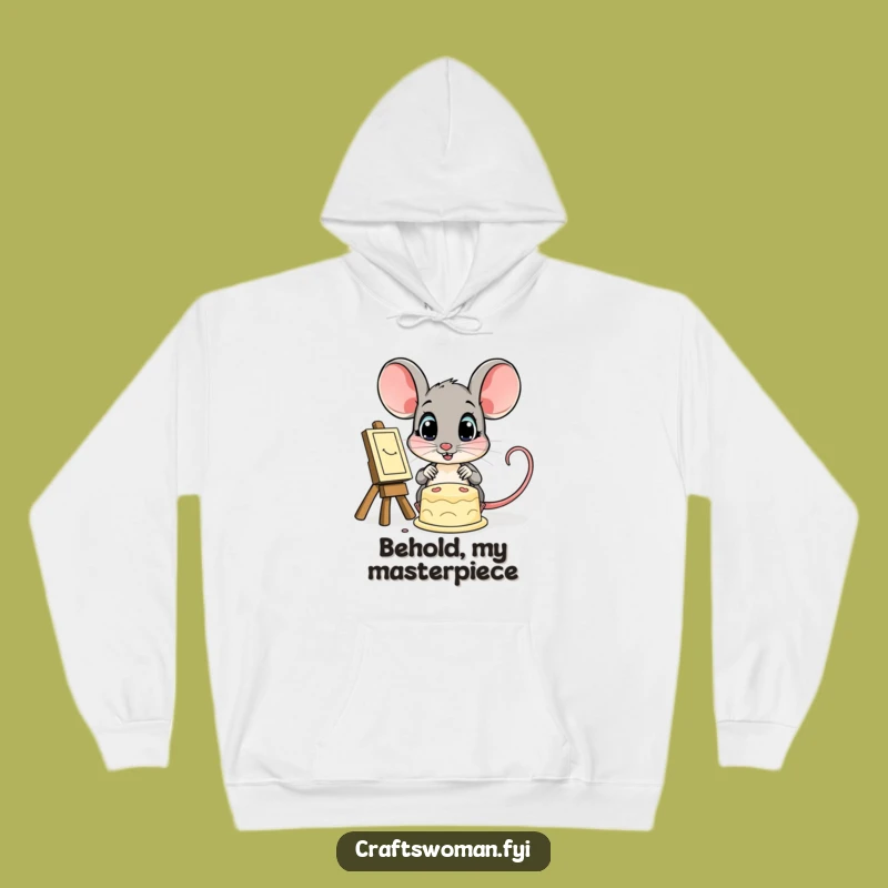 Funny Mouse Hoodie: Cozy Mouse Admiring Art, Warm Funny Gift for Dreamers