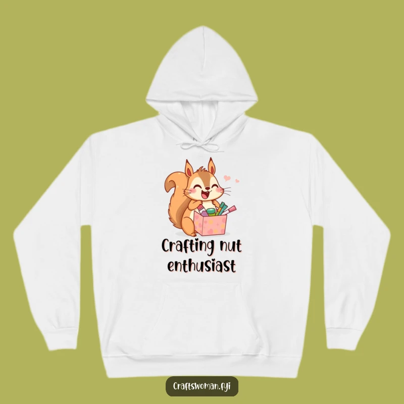 Funny Squirrel Craft Hoodie: Cozy Joyful Animal Unwrapping Tiny Gifts, Warm Humorous Present!