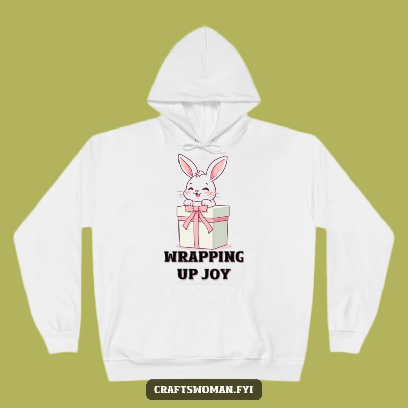Funny Bunny Gift Hoodie: Cozy Up with a Giggling Gift-Wrapping Rabbit, Ultimate Funny Gift!