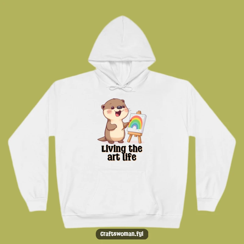 Funny Otter Painting Hoodie: Cozy and Artistic Gift for Creative Minds