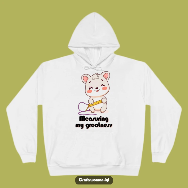 Funny Cozy Hoodie: Happy Animal Measuring Yarn, Warm Knitting Gift