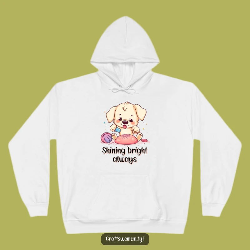 Funny Puppy Crafting Hoodie - Cozy & Sparkly Hobby Apparel