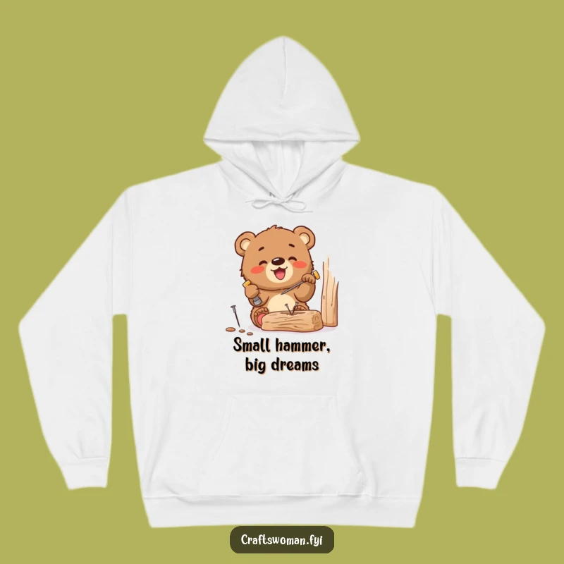 Cozy Funny Bear Cub Hoodie: Warmth and DIY Charm for Little Builders