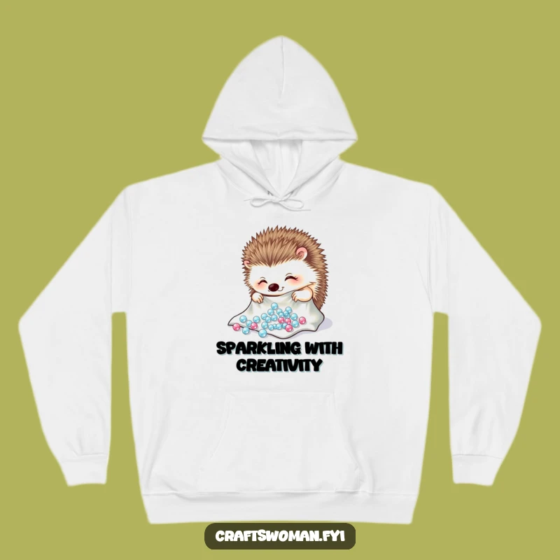 Funny Hedgehog Beading Hoodie: Cozy Craft Sweatshirt Gift