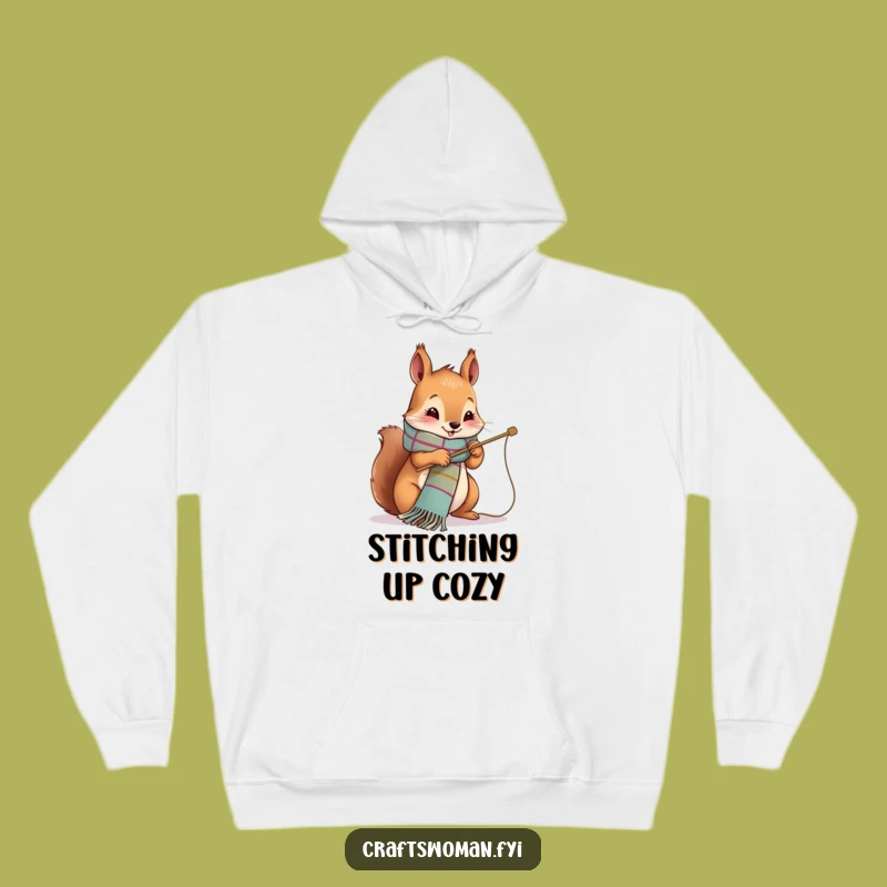 Funny Squirrel Stitcher Hoodie: Warm & Cozy Crafting, Perfect Gift!