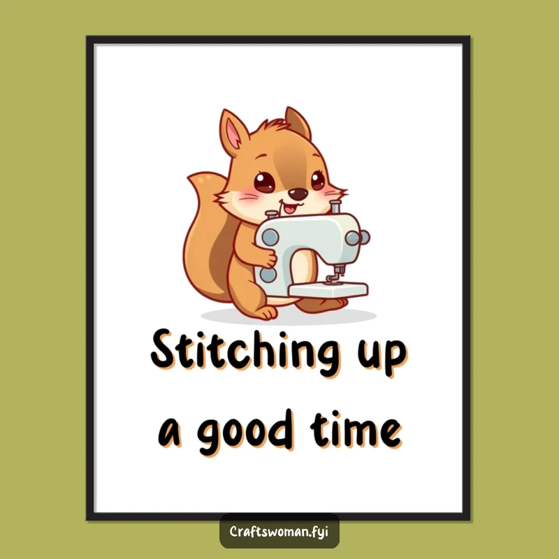 Free Printable Funny Squirrel Wall Art - Sewing Machine Whimsy Downloadable