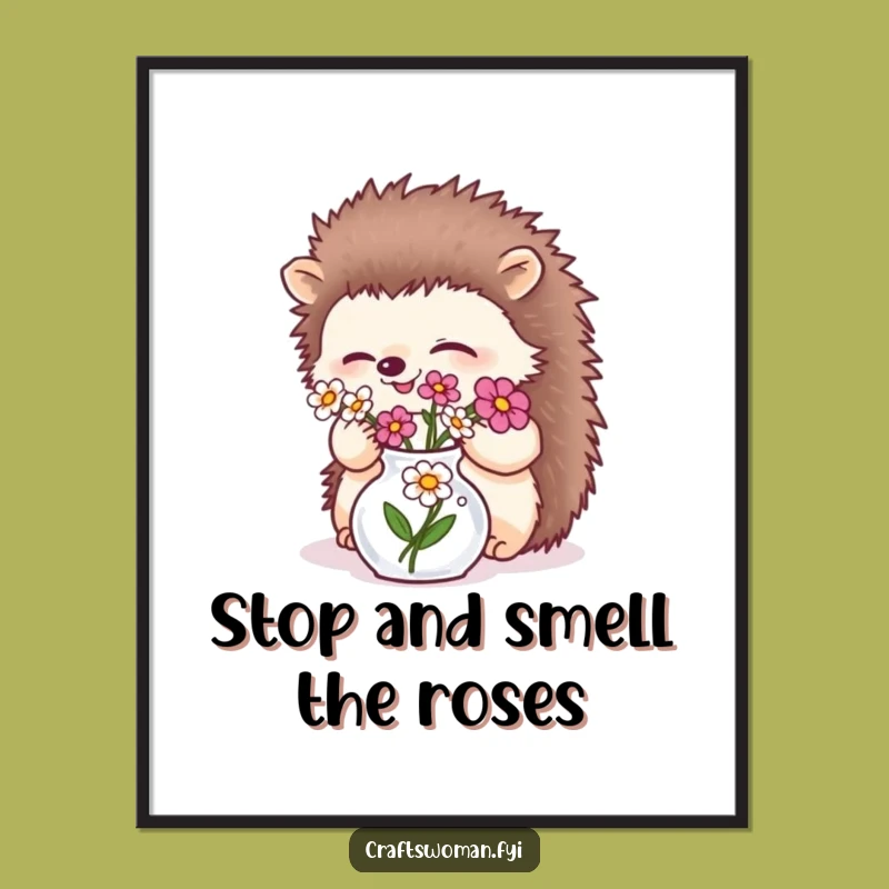 Free Printable Hedgehog Flower Art: Whimsical DIY Downloadable Wall Decor for Nature Lovers