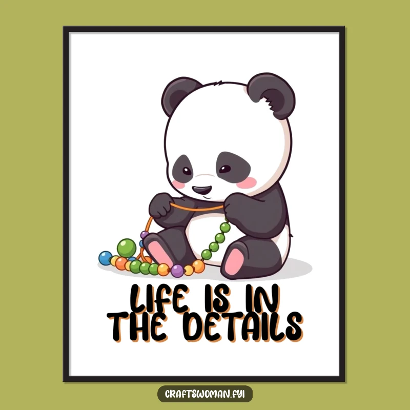 Free Printable Panda Wall Art: Funny Bead Panda Downloadable Decor for Crafters