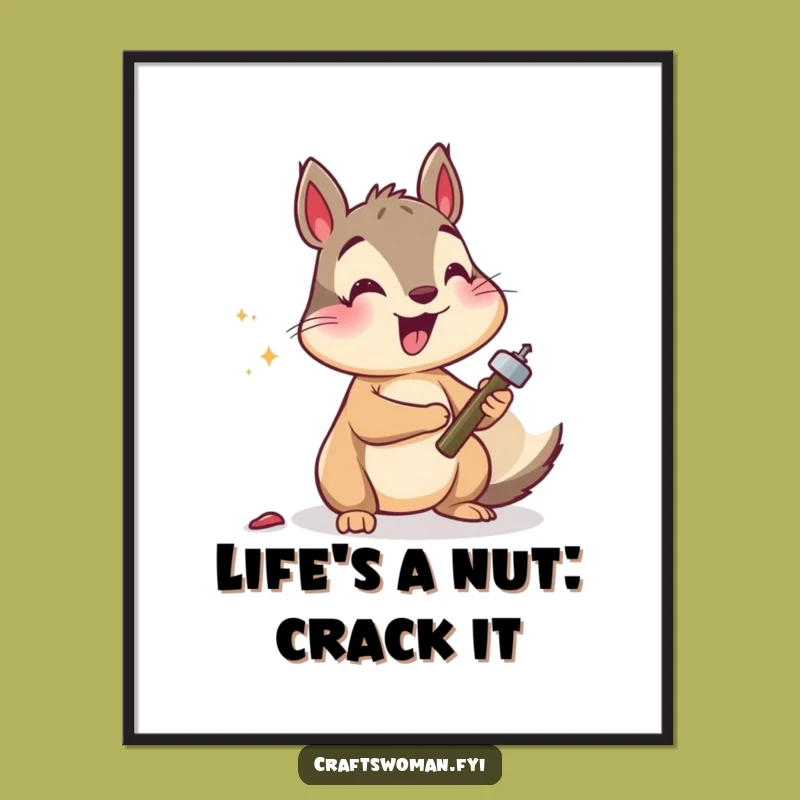 Free Printable Wall Art: Busy Squirrel Hammering - Funny DIY Decor Downloadable
