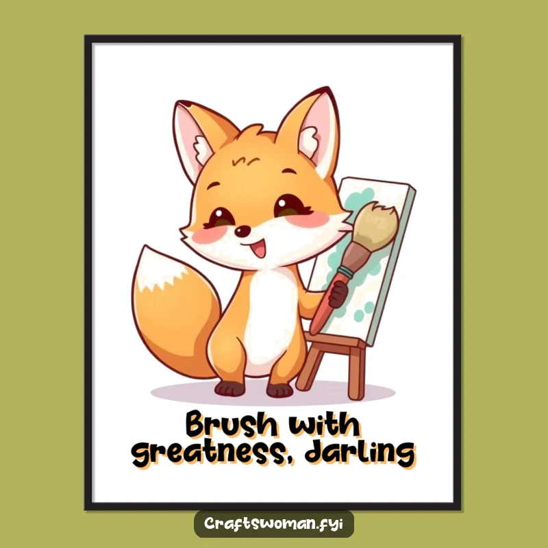 Funny Free Printable Fox Painting Wall Art - Humorous Downloadable Art for Home Decor