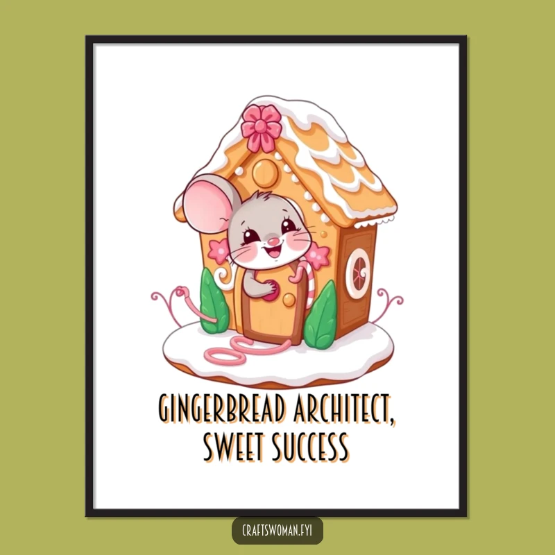 Funny Free Printable Mouse Gingerbread Wall Art - Whimsical Downloadable Decor