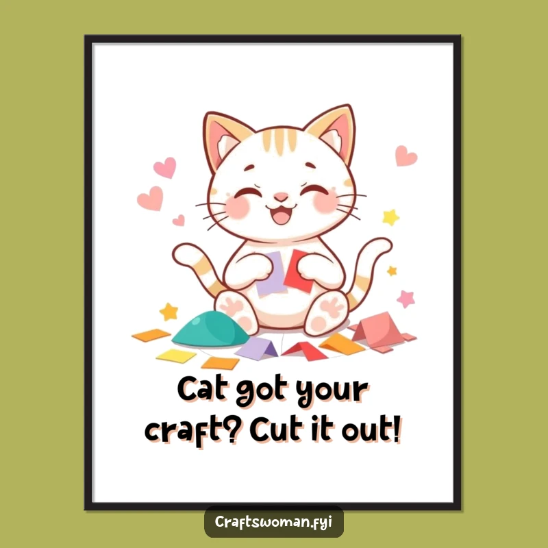 Funny Free Printable Wall Art: Cat's Paper Cutting Art, Modern Downloadable Decor