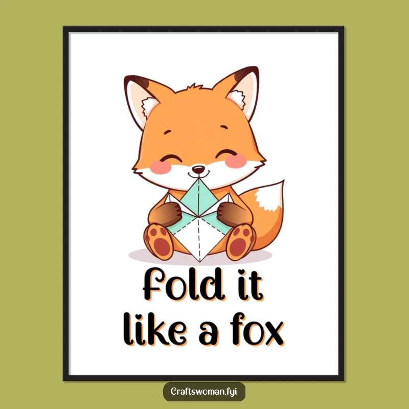 Funny Free Printable Wall Art: Fox Folding Origami - Downloadable Artistic Decor