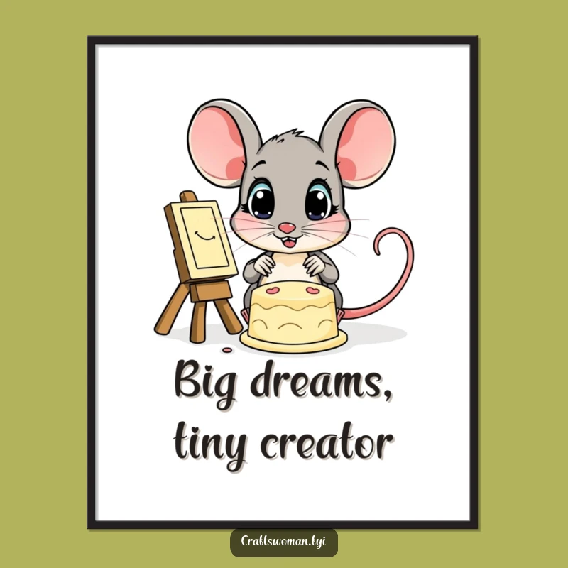Funny Free Printable Wall Art: Mouse's Awe, Whimsical DIY Decor