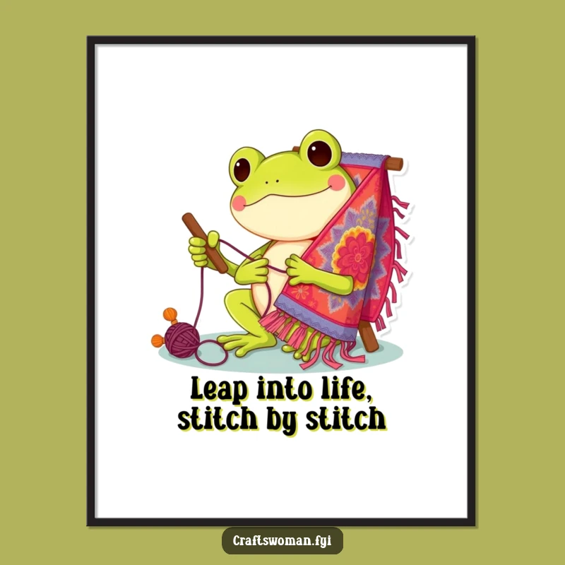 Free Printable Frog Wall Art: Funny Stitching Frog Downloadable Decor for Artists