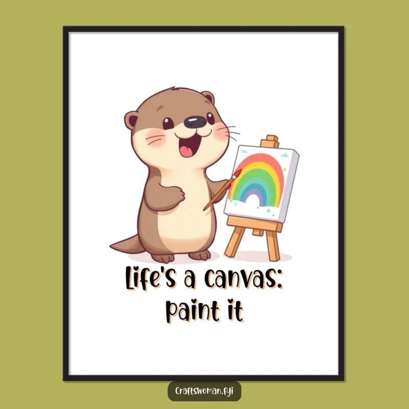 Free Printable Wall Art: Otter Painting Rainbow - Funny DIY Decor Downloadable