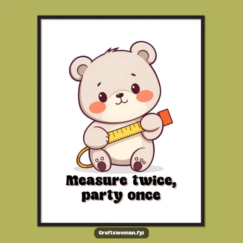 Free Printable Bear Measuring Art: Funny DIY Downloadable Wall Decor for Planners