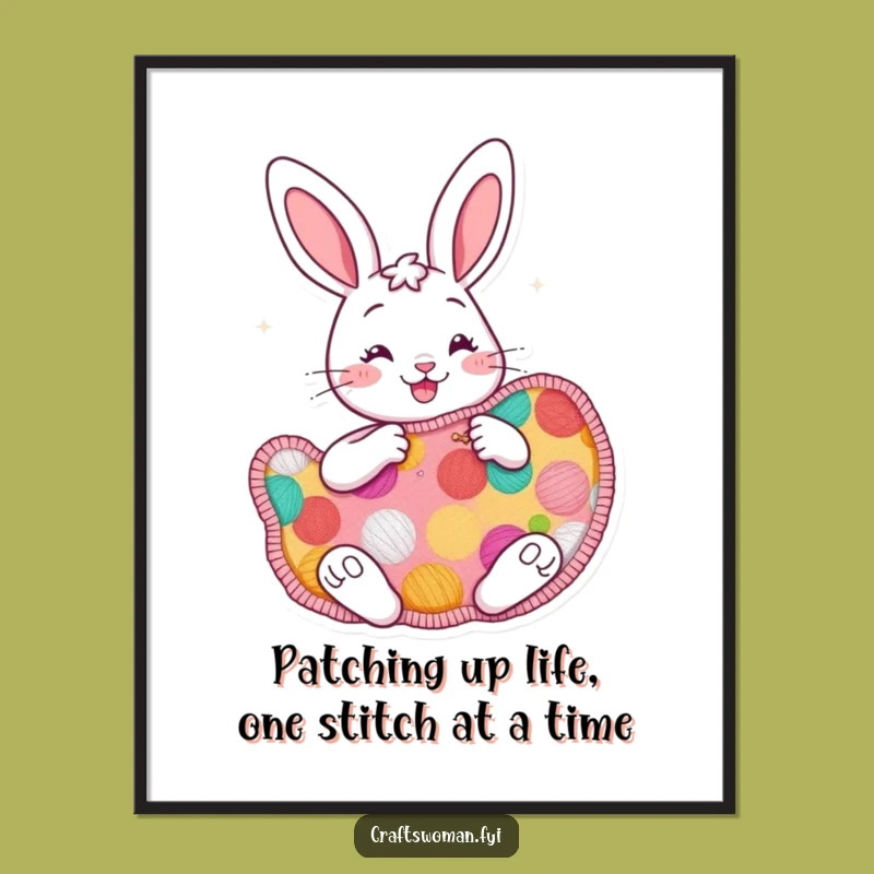 Free Printable Funny Bunny Wall Art - Enthusiastic Seamster Downloadable Decor