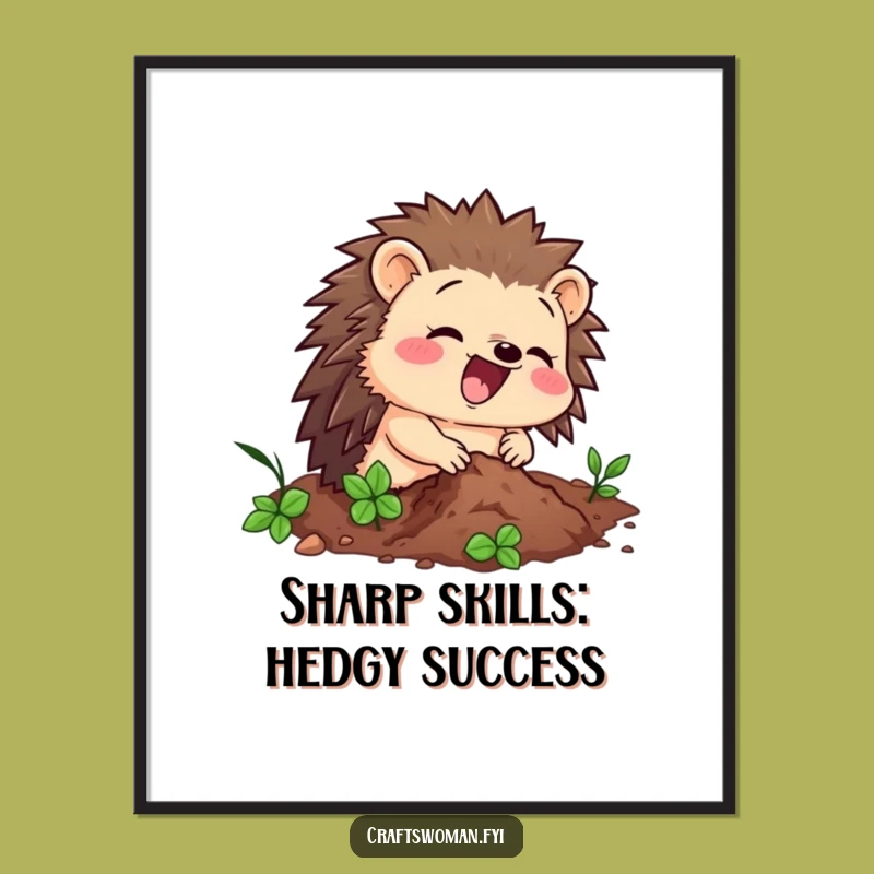 Funny Free Printable Hedgehog Wall Art: Hammering Hedgehog, DIY Downloadable Art!