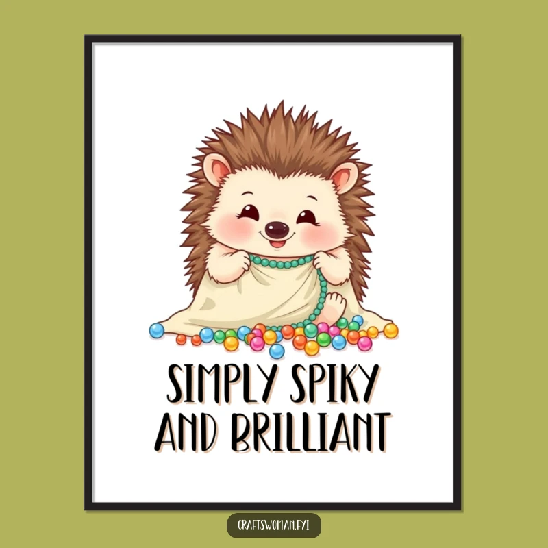 Free Printable Wall Art: Cheerful Hedgehog Beading - Cute Downloadable Decor!