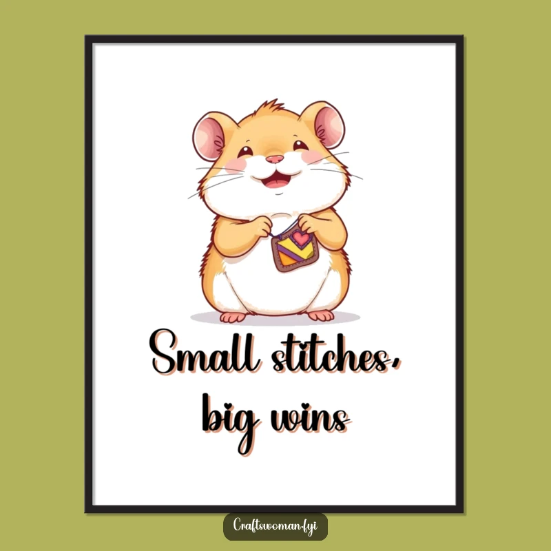 Free Printable Hamster Sewing Art: Funny Downloadable Decor for Craft Lovers!