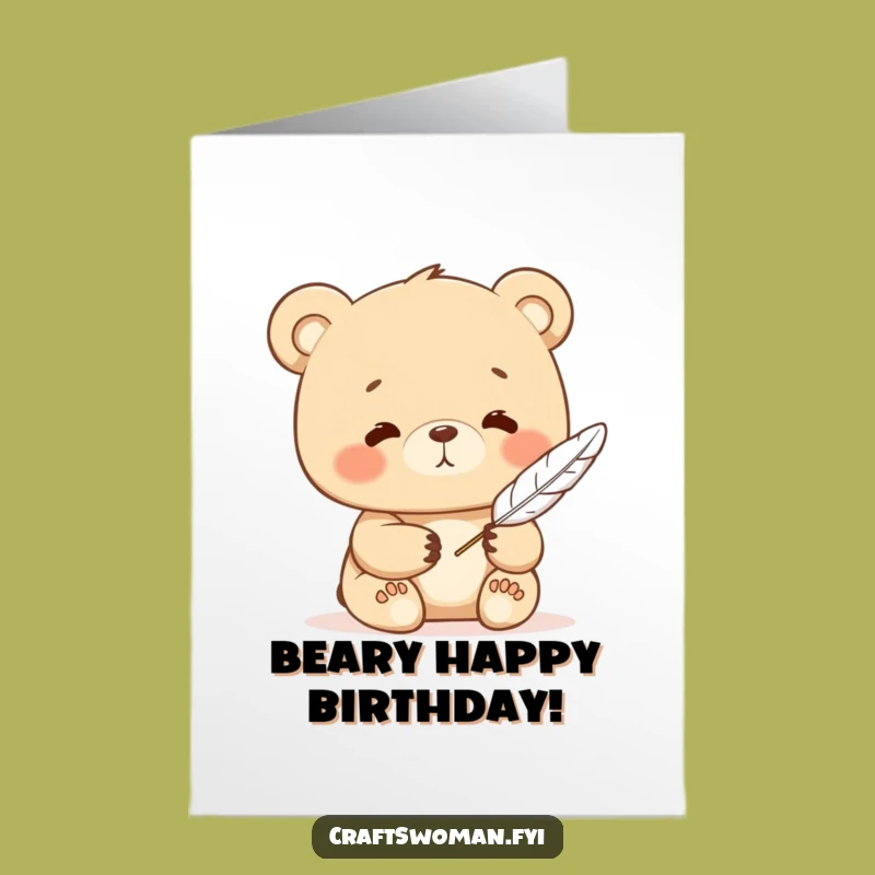 Wise Free Printable Bear Quill Birthday Card - Downloadable Thoughtful Gift