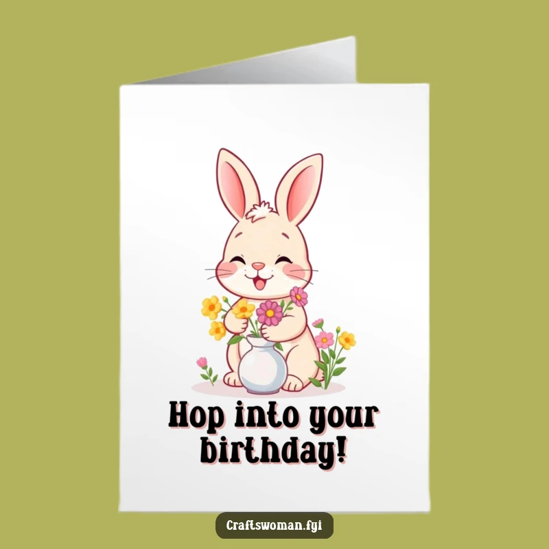 Free Printable Birthday Card: Bunny's Floral Fun - Hilarious Downloadable Gift