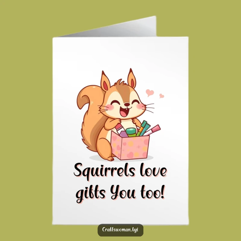 Free Printable Birthday Card: Funny Squirrel Crafting Surprise, DIY Downloadable Gift!