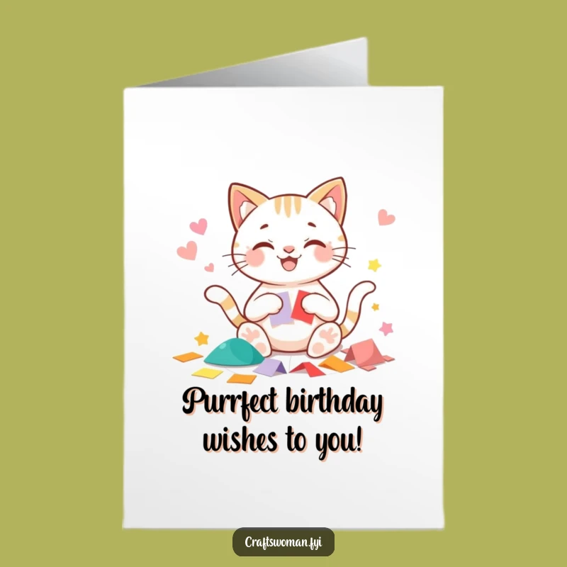 Free Printable Birthday Card: Smiling Cat Crafts Fun, Birthday Paper Cutout