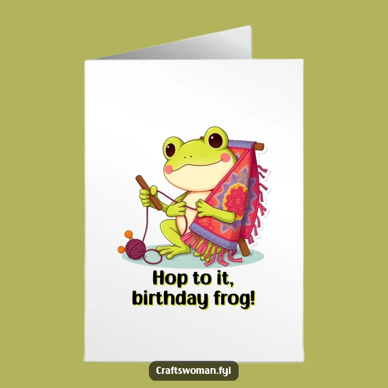Free Printable Frog Birthday Card: Funny Stitching Frog Downloadable Gift for Crafters