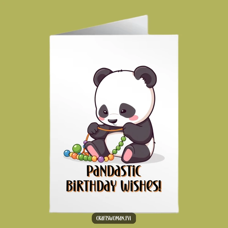 Free Printable Panda Birthday Card: Funny Bead Panda Downloadable Gift for Crafts Lovers