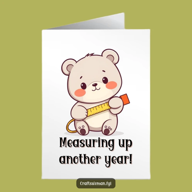 Free Printable Bear Measuring Birthday Card: Funny DIY Downloadable Gift of Precision